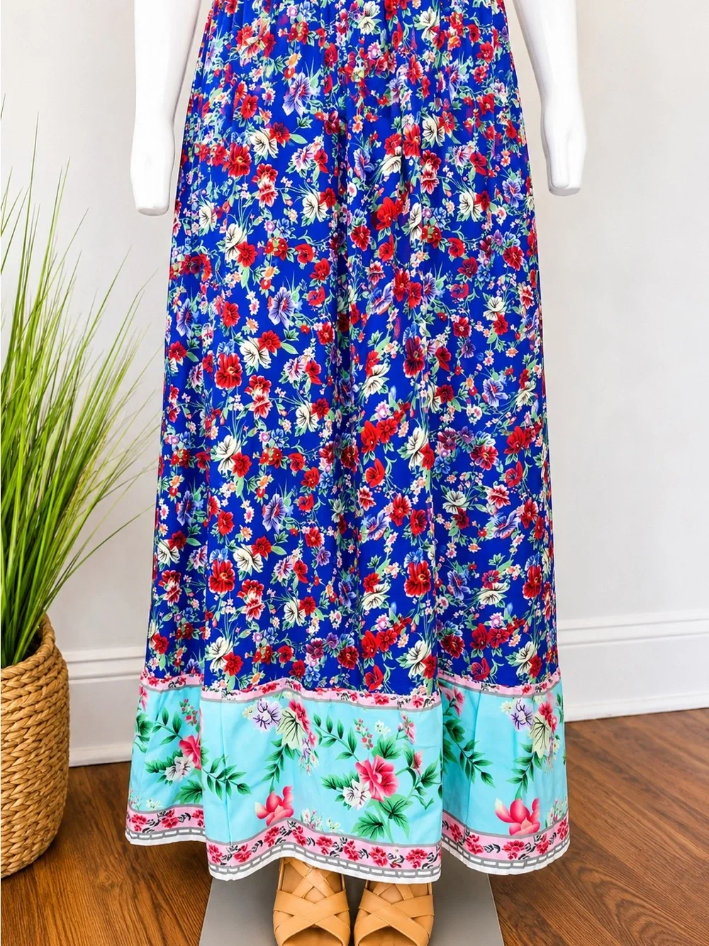 ENFACE NWT Blue Floral Off Shoulder Maxi Dress Size 8 - Picture 4 of 6